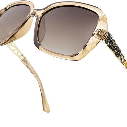 LECKIRUT Oversized Sunglasses for Women Polarized UV Protection Classic Fashion Ladies Shades Black Frame Gray Lens