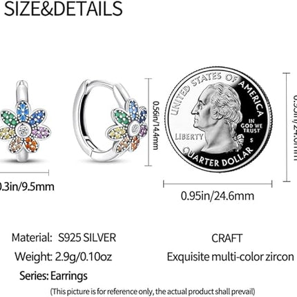 925 Sterling Silver Hoop Earrings Huggie Earrings Colorful Cubic Zirconia Hypoalleric Small Hoop Earrings