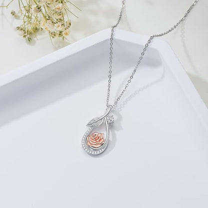 VONALA Sterling Silver Necklace Mother Child/Mother Daughter/Infinity/Heart/Rose Pendant Necklace Jewelry Gift for Women