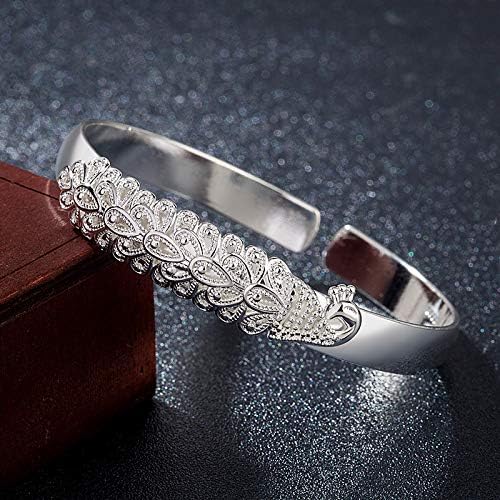 BUYITO Sterling Silver Bangle Bracelets for Women 925 Sterling Silver Cuff Bangles Adjustable Fashion Women Jewelry