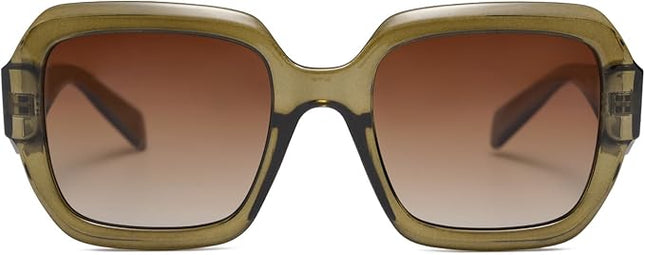 SOJOS Trendy Square Polarized Sunglasses for Womens Mens,Retro Polygon Plastic Frame Designer Inspired Sun Glasses SJ2310