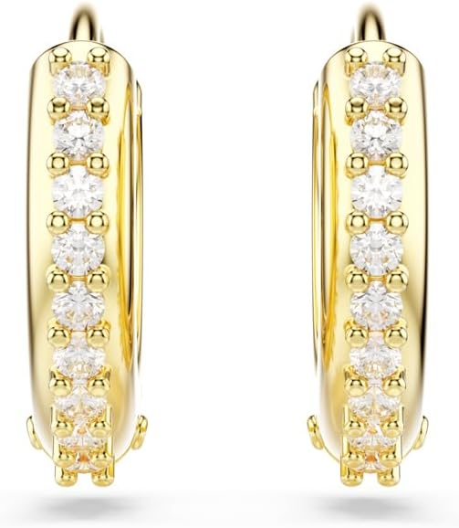 Swarovski Matrix Hoop Earrings, Round Cut, Clear Crystals, Gold-Tone and Rhodium Finishes