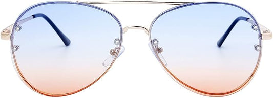 The Fresh Oversize Rimless Ocean Color Lens Aviator Sunglasses Gift Box