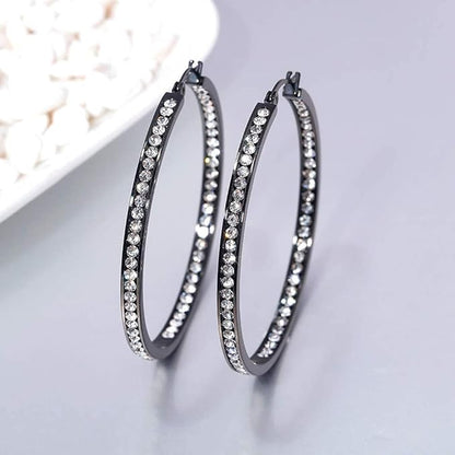 CiNily Mult-colors Crystal Stainless Steel Hoop Earring for Women Hypoallergenic Jewelry for Sensitive Ears Large Big Hoop Earrings 2"