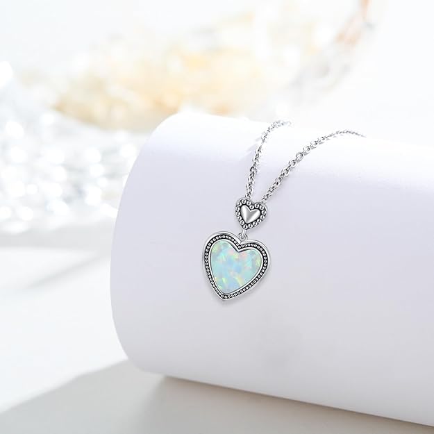 Heart Turquoise Necklace 925 Sterling Silver Turquoise Pendant Necklace,Fine I Love You to The Moon and Back Jewelry for Women