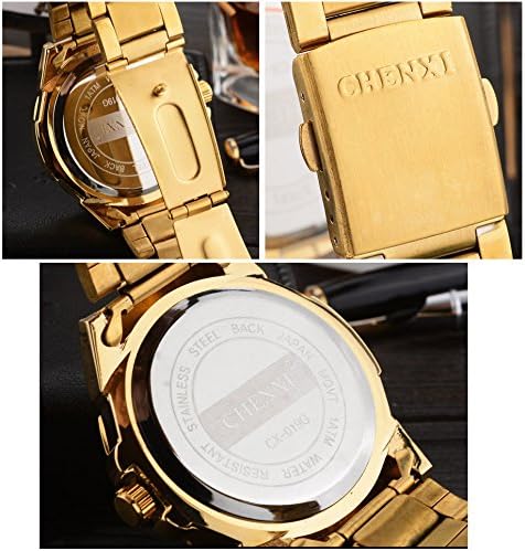 DREAMING Q&P Fq-005 Classic Style Gold Stainless Steel Mens Wrist Watches with Crystals for Man