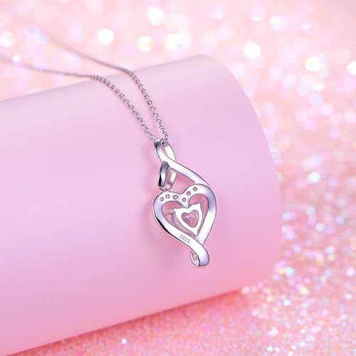 925 Sterling Silver Always My Sister Daughter Mother Forever My Friend Love Heart Sister Necklace for Women Sister Mother Gift