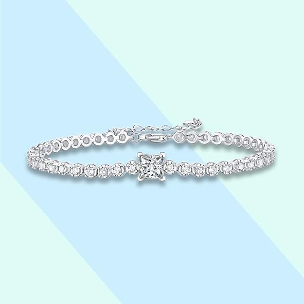 Moissanite Bracelet,S925 Sterling Silver White Gold Plated Tennis Bracelets for Women Jewelry Wedding-mothers day gifts