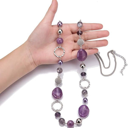 PEARL&CLUB Long Beaded Necklaces For Women - Sweater Chain Fashion Jewelry Necklace Gifts For Women