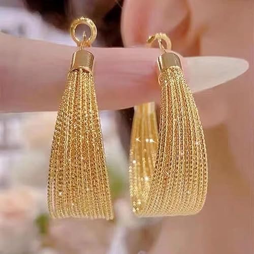 Chunky Gold Hoop Earrings For Women 14k Gold Plated Thick Hoop