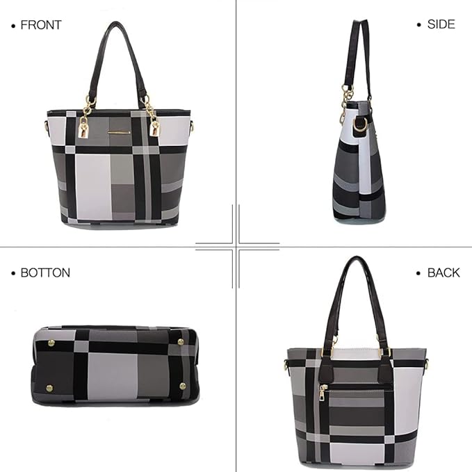 ZiMing 6-Pcs Women Handbag Purse Shoulder Bag Totes Satchel Bag Top-Handle Boston Bag Crossbody Bag Wallet Messenger Bag Set