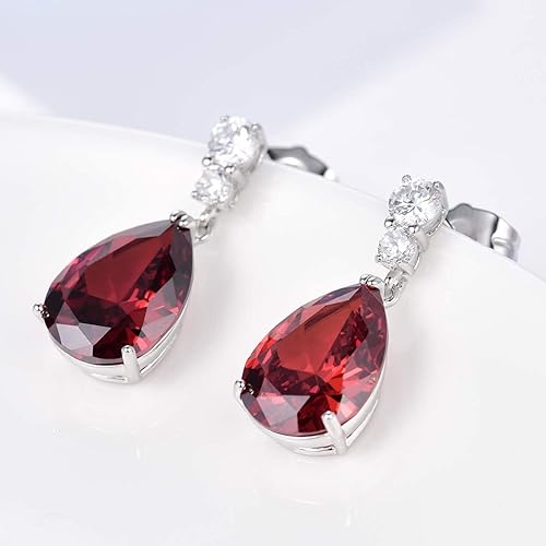 GULICX Bling Silver Tone Cubic Zirconia Pear Distinctive Engagement Party Dangle Earrings
