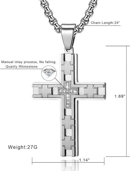 Stainless Steel Cross Pendant for boys Men's Cross Necklace