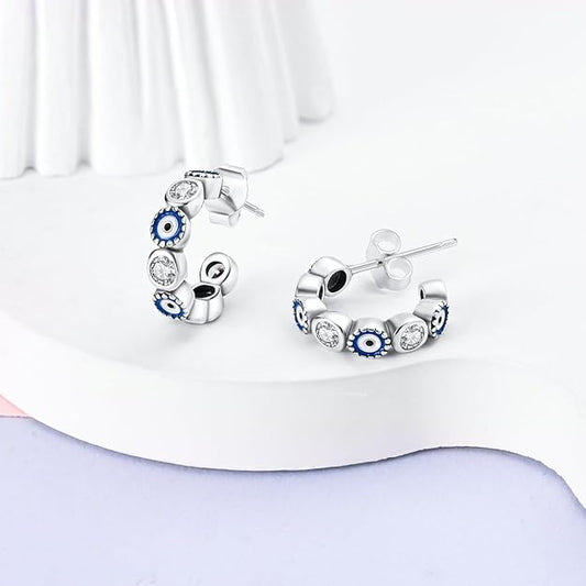 NARMO 925 Sterling Silver Sun and Moon Earrings Small Stud Earrings for Women Hypoallergenic Evil Eye Earrings