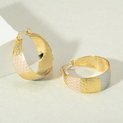 LANG XUAN 18K Gold Plated Hoop Earrings for women Trendy Twisted Huggie Hoops Earrings