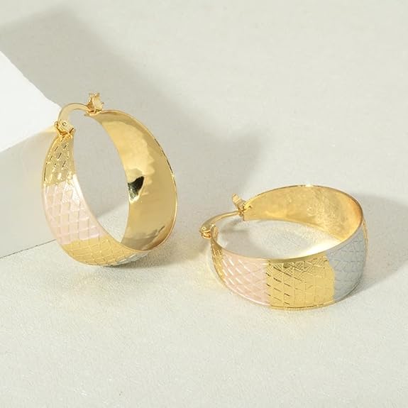 LANG XUAN 18K Gold Plated Hoop Earrings for women Trendy Twisted Huggie Hoops Earrings