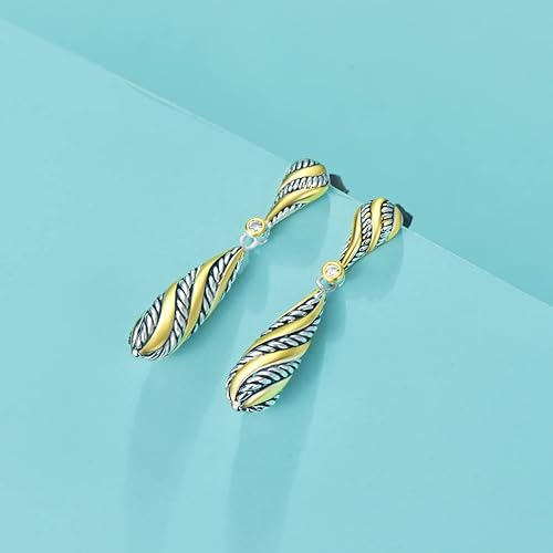 UNY Dangle Earring Designer Brand Inspired Jewelry Multi Hoops Twisted Cable Wire 2 Tone Christmas Gift