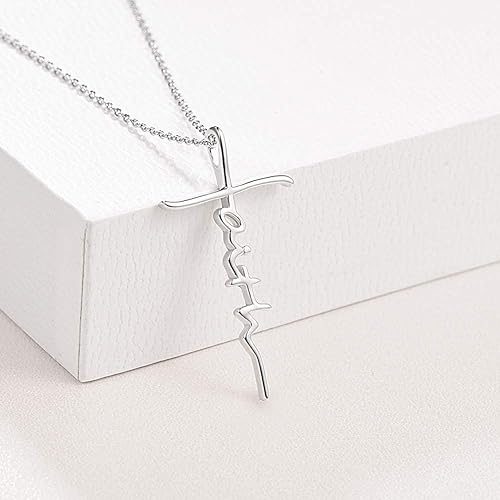 Faith Necklace for Women 925 Sterling Silver Cross Pendant Necklace