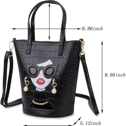 Novelty 3D Lady Face Purse Top Handle Satchel Handbags Clutch Purse for Women Unique Shoulder Bags