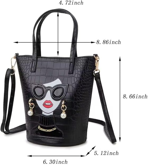 Novelty 3D Lady Face Purse Top Handle Satchel Handbags Clutch Purse for Women Unique Shoulder Bags