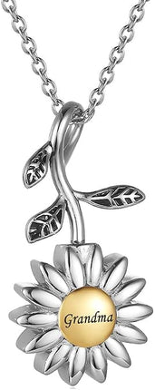 Sunflower Cremation Jewelry for Ashes for women Keepsake Stainless Steel Memorial Pendant Cremation Urn Necklace for Human Ashes