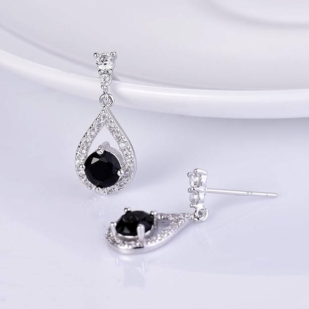 GULICX Weddding Earrings for Bride Bridesmaid, Silver Plated Cubic Zirconia Dangle Earrings for Women