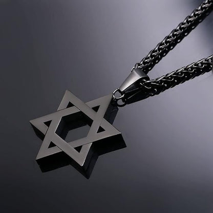 U7 Star of David Necklace for Men Women Gold/Stainless Steel Hexagon Pendant with Cross/Ruby Stone/Classic Jewish Israel Necklaces, Length 22"