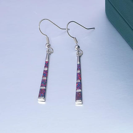 CiNily Dangle Earring-Opal Drop Earrings Silver Plated or Gold Plated Dangle Bar Earrings Opal Jewelry for Women Gems Earrings 2 1/8"