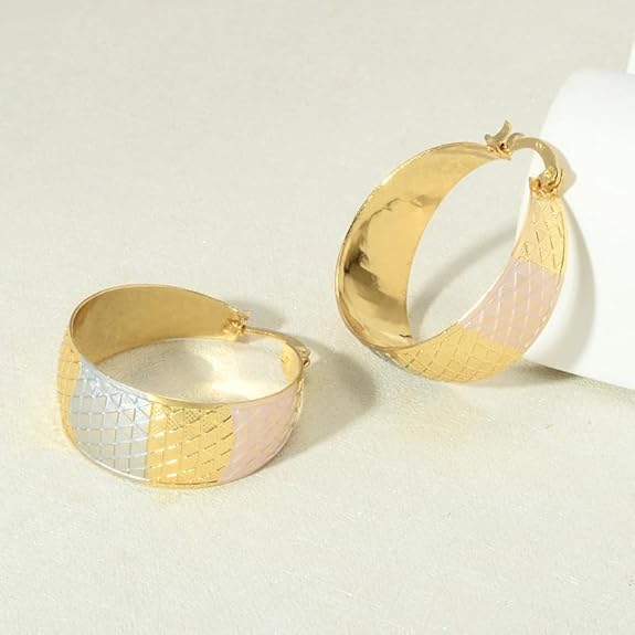 LANG XUAN 18K Gold Plated Hoop Earrings for women Trendy Twisted Huggie Hoops Earrings