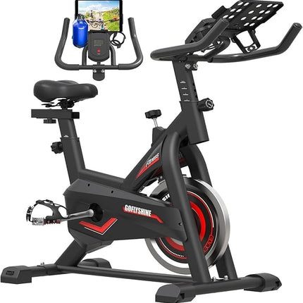 Exercise Bike, Stationary Indoor Cycling Bike for Home，Cardio Workout Bike with Mount & LCD Monitor, Silent Belt Drive (black)