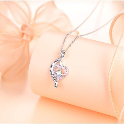 FLYOW Gifts For Mom I Love You More Heart Necklace for Women Girls 925 Sterling Silver CZ Pendant Mother Daught Jewelly