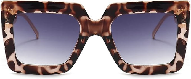 Gleyemor Vintage Oversized Square Sunglasses for Women, Retro Womens Luxury Big Sun Glasses UV400 Protection