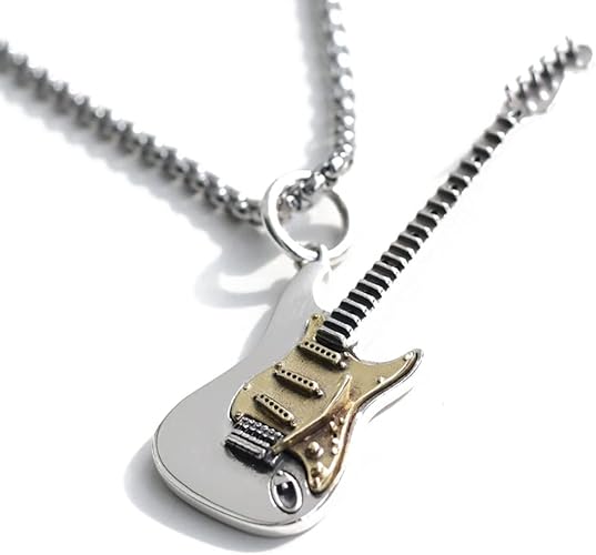 Rock Music Guitar Necklace for Men Women Boys Punk Gothic Dangle Pendants Choker Necklaces