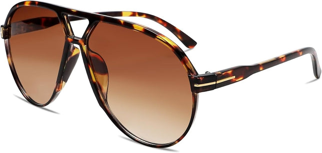 Retro Aviator Sunglasses for Women Men Oversized Classic 70s Vintage Trendy Tangle Free Square Aviators Sun Glasses