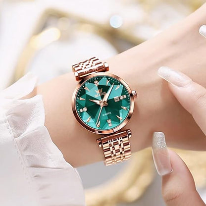 OLEVS Women Watch Fashion Rose Gold Diamond Analog Quartz Female Watch for Women Luxury Dress Ladies Stainless Steel Luminous Waterproof Date Wrist Watches