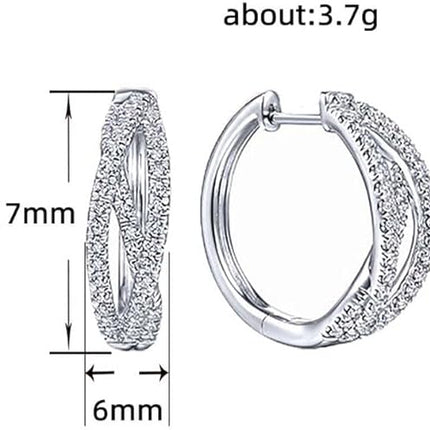 High-Carbon Diamond Double Hoop Earrings, Lab Diamond Split Hoop Earrings, 925 Sterling Silver Hypoallergenic Earrings For Women Gifts For Her