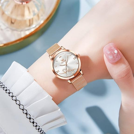 OLEVS Women Watch Fashion Rose Gold Diamond Analog Quartz Female Watch for Women Luxury Dress Ladies Stainless Steel Luminous Waterproof Date Wrist Watches