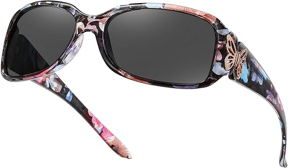 HAOLOTA Women's Polarized Sunglasses - Fashionable Wraparound Butterfly Design with UV400 Protection