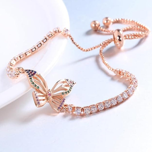 Gifts, Tennis Butterfly Bracelet Sparkling Cubic Zirconia Bracelet ,Gifts for Women Mom Wife