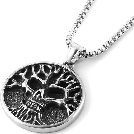 STWTR Nordic Viking Rune Amulet Pendant Necklace Tree of Life Rune Pendant Necklace Skull Rune Pendant