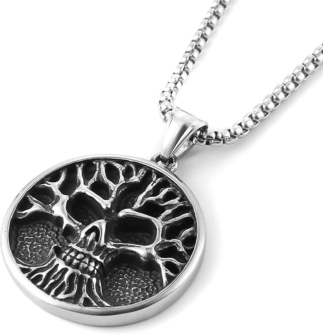 STWTR Nordic Viking Rune Amulet Pendant Necklace Tree of Life Rune Pendant Necklace Skull Rune Pendant
