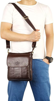 Genuine Leather Messenger Bag, Sling Bag Crossbody Shoulder Bags for Travel Work Business
