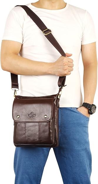 Genuine Leather Messenger Bag, Sling Bag Crossbody Shoulder Bags for Travel Work Business