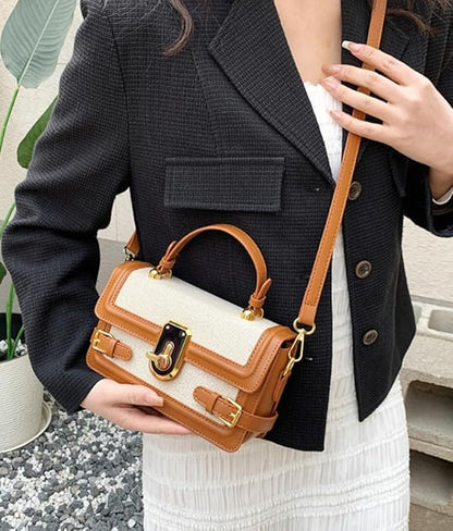 Womens Chic Crossbody Shoulder Bags Small Totes PU Leather Evening Clutch Purse Splicing Handbag Elegant Satchel