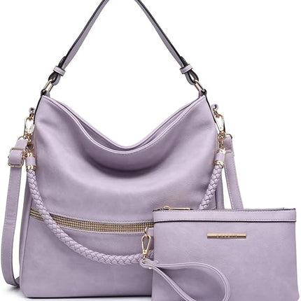 Dasein Hobo Handbags for Women Purses Vegan Leather Shoulder Bags Bucket Purse Large Tote Set with Long Strap
