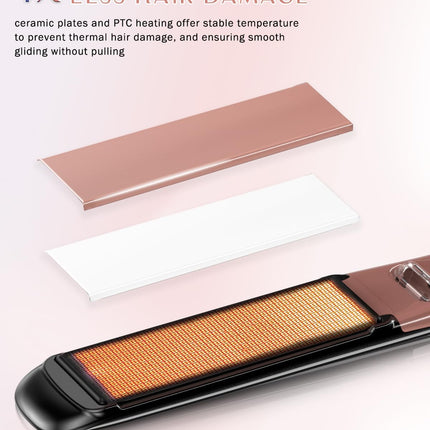 DORISILK 500 Degree High Temp Professional Hair Straightener，30s Fast Heating Ceramic Flat Iron ，2 in 1 Hair Straightener and Curler，Plasma Flat Iron Get Frizz-Free ，Dual Voltage for Travel Using
