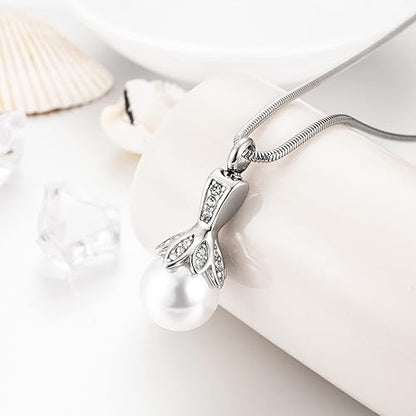 Pearl Urn Necklace for Human Ashes Memorial Cremation Jewelry Necklaces Stainless Steel Ashes Necklace for Women