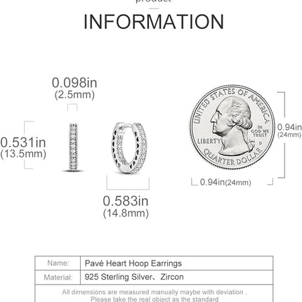 925 Sterling Silver Hoops Asymmetrical Heart Earrings Silver Hoop Earrings for Women