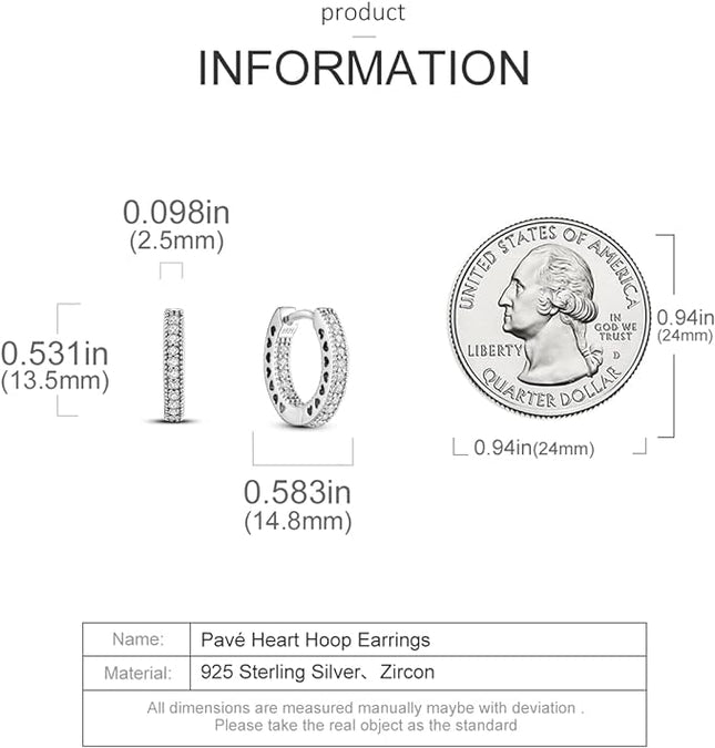 925 Sterling Silver Hoops Asymmetrical Heart Earrings Silver Hoop Earrings for Women