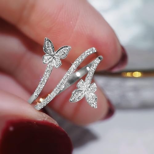 Otxas Silver Butterfly Ring for Women - Cute Engagement Jewelry